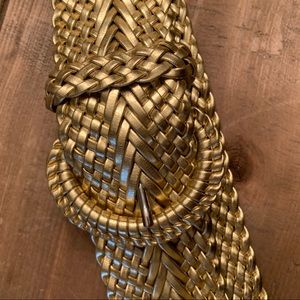 Braided Vegan Leather Belt in gold